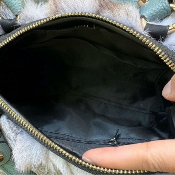 Purple Gradient Handmade Luxury Real Fox Fur Top Handles Satchel Bag/Crossbody - Picture 15 of 16